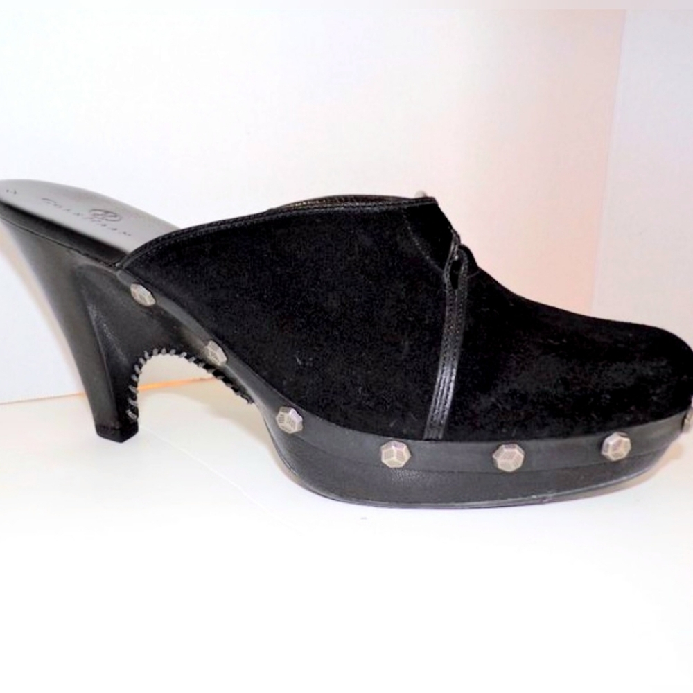 Cole Haan Black Suede Slide-on Mules